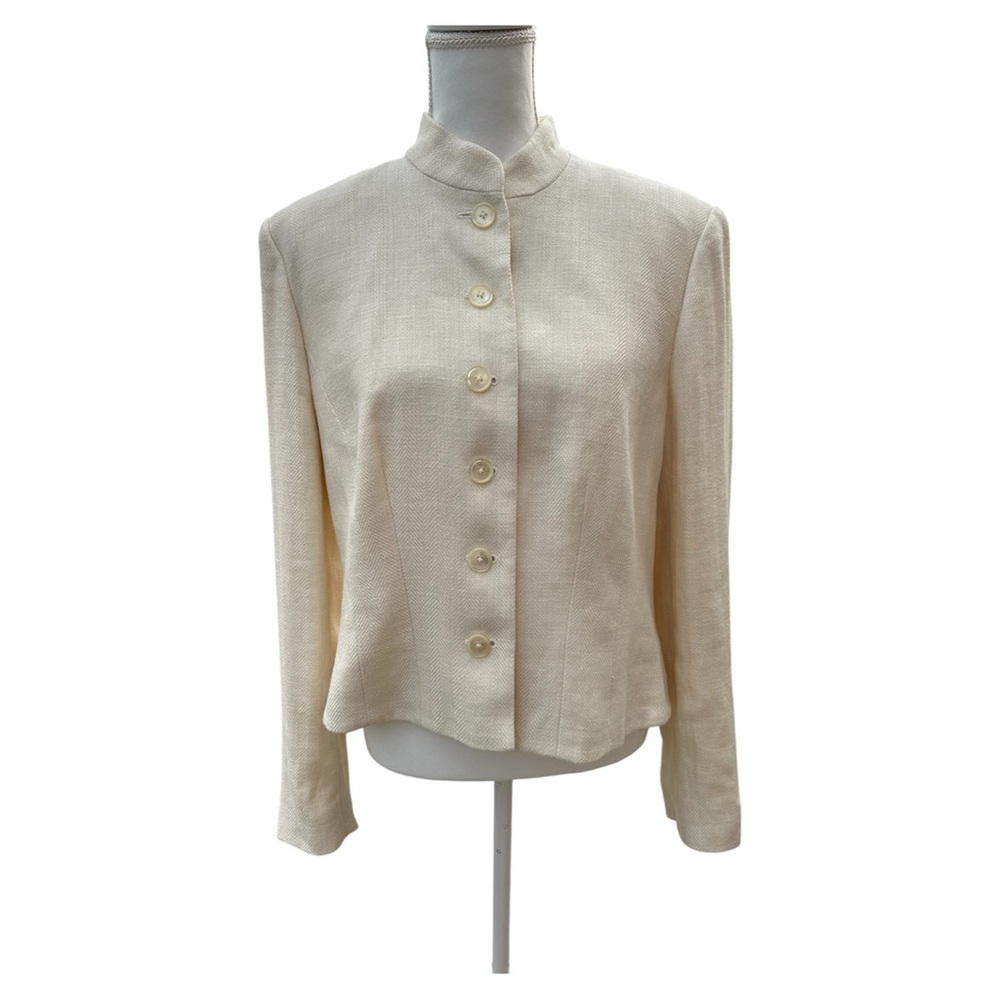 Lauren Ralph Lauren ivory linen herringbone blazer SZ 16